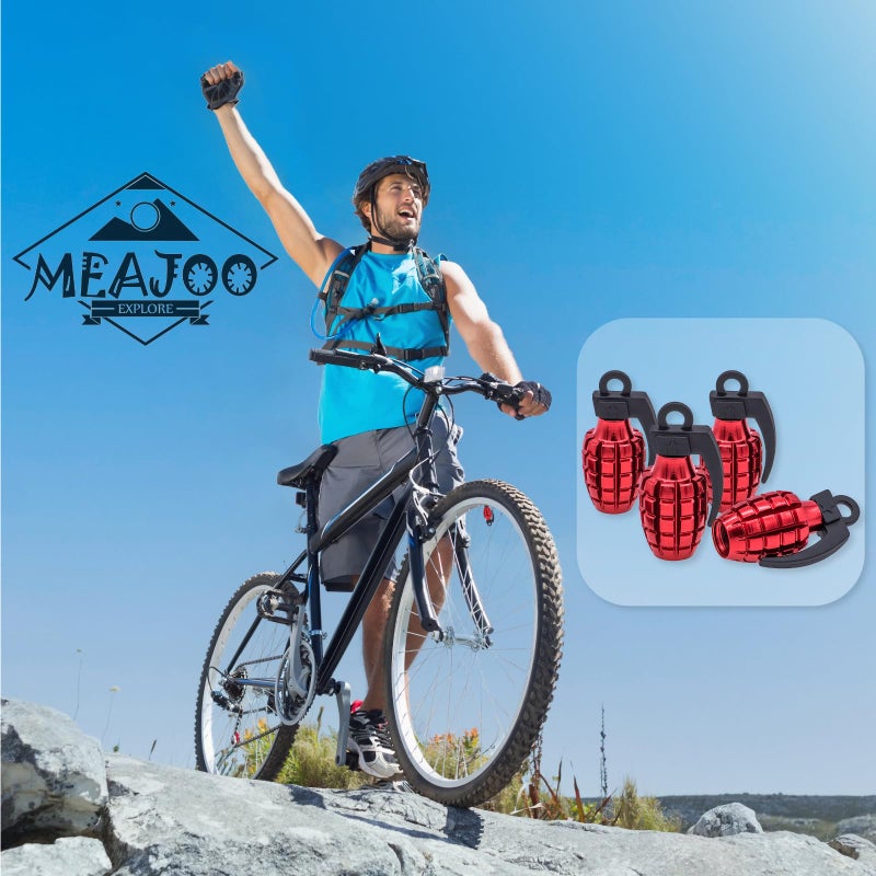 MEAJOO 4PCS Car Tire Valve Stem Caps, Air Caps Cover, Aluminum Alloy Corrosion Resistant Airtight Dust Proof Covers fits Cars, Trucks, Bikes, Motorcycles, Bicycles Tire Caps(Red) - Image 4